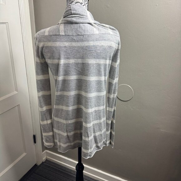 Splendid white and gray striped open long sleeve cardigan sweater - Picture 6 of 8